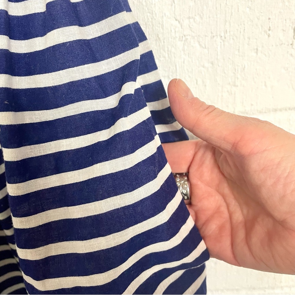 J. Crew Sundress Linen Blend Blue & White Striped Nautical Coastal Boat Preppy 4 - Picture 5 of 13